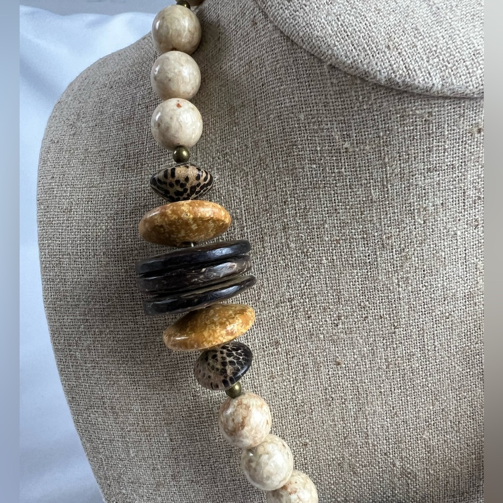 Stone, Wood & Seed Tropical Beach Vacation Boho Necklace